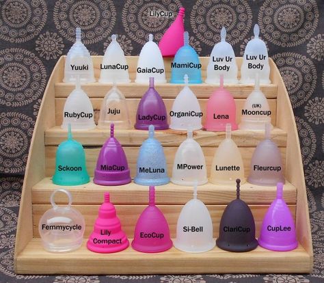 Wow! This woman has collected and compared nearly every menstrual cup on the market. Very useful blog packed full of info. Period Party, Period Box, Reusable Menstrual Products, Waste Free Living, Menstrual Cups, Period Hacks, Menstrual Health, Wooden Rack, Menstrual Cup