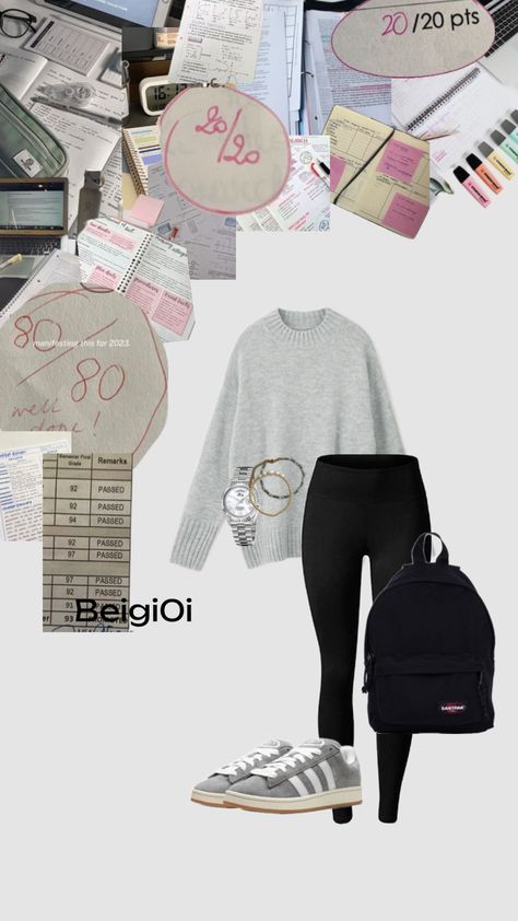 An outfit for the exams #outfit #campus #exams #beigi0i Exam Outfit, Outfit Campus, Comfy Outfits