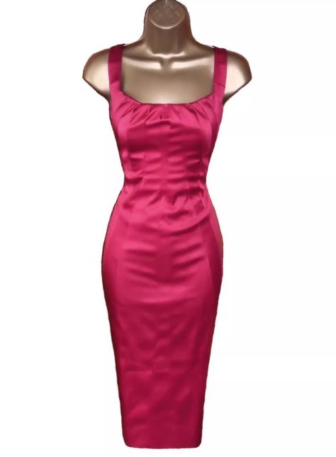 Karen Millen Size UK 10 STUNNING VINTAGE RED PINK SATIN WIGGLE DRESS | eBay Window Shopping, Wiggle Dress, Stretch Satin, Karen Millen, Pink Satin, Beautiful Dresses, Satin, 10 Things, Red