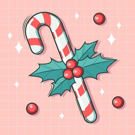 Free Vector | Hand drawn candy cane cartoon illustration Candy Illustration Graphics, Christmas Candy Drawing, Christmas Candy Illustration, Candy Cane Drawing, Candy Cane Cartoon, Candy Canes Drawing, Dear December, Candy Drawing, December Challenge