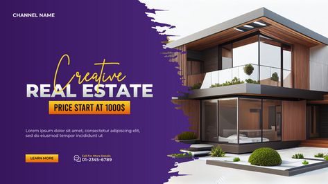 PSD Real Estate House Property Sale Youtube Thumbnail Or Web Banner Template#pikbest##Templates Real Estate Banner, Property Sale, Estate House, Real Estate Marketing Design, House Property, Web Banner Design, Youtube Thumbnail, Real Estate Flyers, Real Estate Agency