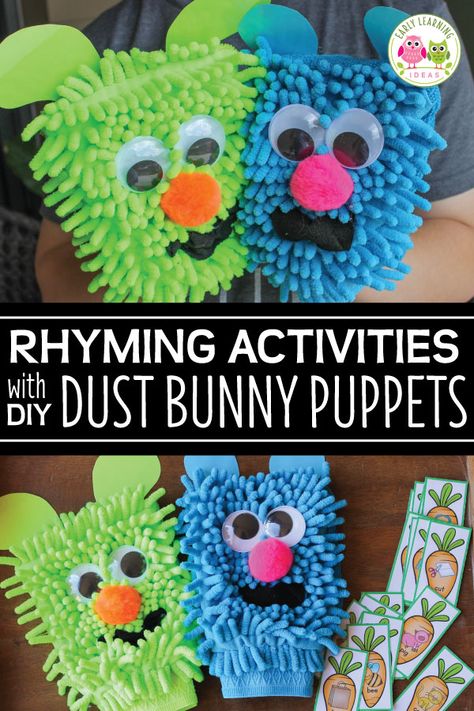 Literacy Club Activities, Rhyming Dust Bunny Activities, Erase Me Rhyming Activity, Large Group Letter Activities Preschool, Rhyming Dust Bunnies Craft, Preschool Rhyme Activities, Rhyming Activities For Kindergarten, Rhyming Dust Bunnies Activities, Group Time Activities For Preschoolers