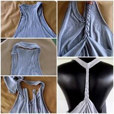 I include this because it allows someone to reuse their old shirts. It saves them money and they're being more sustainable by reusing instead of buying new. Diy Cutouts, T Shirt Makeover, Diy Clothes Refashion No Sew, Altered T Shirts, Diy Cut Shirts, Shirt Makeover, Cut Up Shirts, Diy Tank, Diy Clothes Refashion