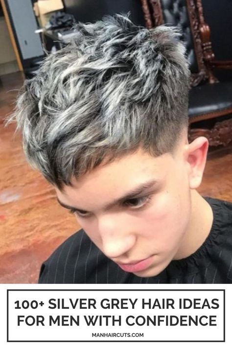 Mens Hairstyles With Color, Men Gray Hair Dye, Men White Highlights Hair, White Hair Color For Men, Silver Hair Color Men, Hair Color Ideas Men Highlights, Dyed White Hair Men, Hair Color For Men Highlights, Men Color Hair Ideas