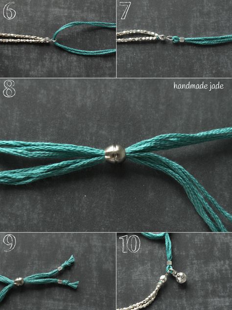 DIY Double Layering Bracelet | Handmade Jade Diy Beaded Bracelets, Multiple Bracelets, Homemade Jewelry, String Bracelet, Layered Bracelets, Accessories Diy, Bracelet Tutorial, Beads And Wire, Diy Beads