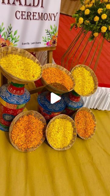 LABH EVENTS on Instagram: "Simple yet adorable haldi setup 💛   #haldi #haldiceremony #haldidecor #weddings #weddingday #weddinginspiration #weddingplanner #weddingflowers #weddingdesign #shaadi #video #reel #decorations #weddingsutra #flower #indianweddings #royalwedding #reels #trendingnow #trendingreel #instadaily #luxurywedding #event #eventplanner #gandhinagar #ahmedabad #modasa #bayad #sharnaipartyplote #labhevents" Haldi Simple Decoration, Haldi Decoration Ideas At Home For Groom, Haldi Backdrop At Home, Simple Haldi Decoration, Haldi Setup Decor, Haldi Background Decoration, Haldi Entry, Haldi Decoration Ideas At Home, Haldi Decoration Ideas