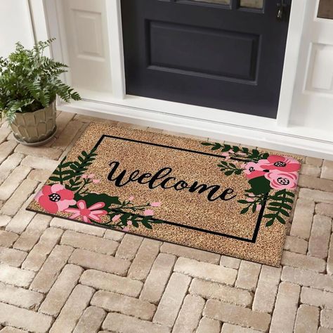 Upgrade your doorsteps aesthetics and functionality with the Bibb Home Coir Outdoor Printed Door Mat 18x30. With a blend of elegance and practicality its the ideal addition to enhance your homes curb appeal and provide a warm welcome to all who cross your threshold. Embrace style and utility order your outdoor door mat today. Welcome Flowers, Coir Door Mat, Kitchen Rugs And Mats, Outdoor Door, Home Black, Outdoor Mat, Outdoor Door Mat, Kitchen Mat, Front Door Decor