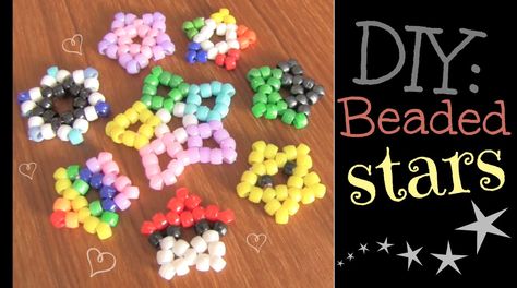 DIY Kandi beaded stars! Watch the tutorial on SoCraftastic's YouTube channel. Kandi Flower, Kandi Star, Kandi Inspiration, Kitchen Ipad, Beaded Stars, Kandi Beads, Beaded Star, Star Tutorial, Kandi Kid