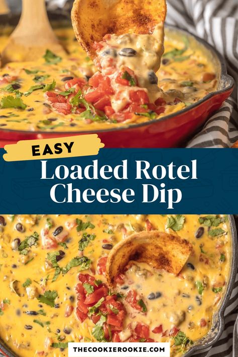 Loaded Rotel Dip, Rotelle Dip Velveeta Ground Beef, Oven Rotel Dip, Cowboy Cheese Dip, Loaded Rotel Burrito, Rotelle Dip Velveeta, Velvets Cheese Dip, Rotel Dip With Cream Cheese, Rotelle Dip