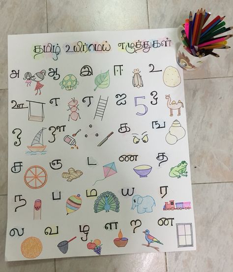 Tamil Alphabet Chart Diy Lkg Project, Tamil Letters Chart, Tamil Alphabet Chart, Tamil Worksheet, Tamil Alphabets, Tamil Letters, Alphabet Writing Worksheets, Alphabet Chart, 1st Grade Math Worksheets