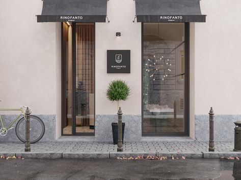 REAL ESTATE OFFICE_for Rinofanto Development, Milan on Behance Estate Agent Office, Agency Office, Inmobiliaria Ideas, Shop Facade, Real Estate Logo Design, Real Estate Office, Sell Your House Fast, Real Estate Branding, Shop Front Design