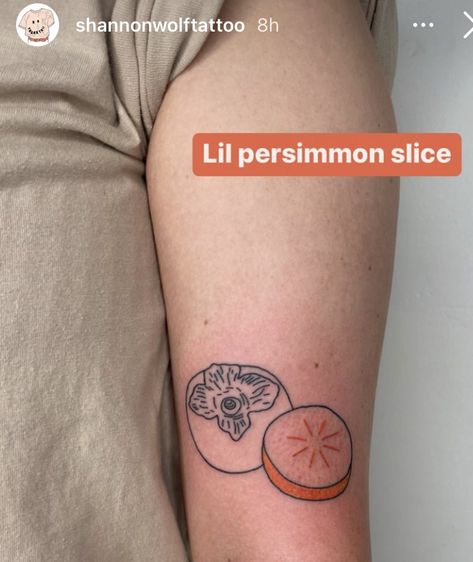 Persimmon Tattoo Black, Persimmon Tattoo, Lil Tattoos, Line Tattoo, Tattoo Black, Stick And Poke, Art Tattoos, Line Tattoos, Tattoo Inspo