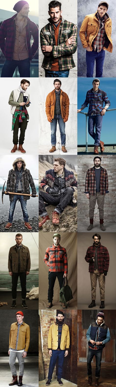 Men's Hunter Gather Style/Outfit Inspiration Lookbook Mens Outdoor Fashion, Lumberjack Style, Mode Hip Hop, Men With Street Style, Mens Fashion Rugged, Rugged Style, Mens Fashion Fall, Outdoor Fashion, Mens Winter Fashion