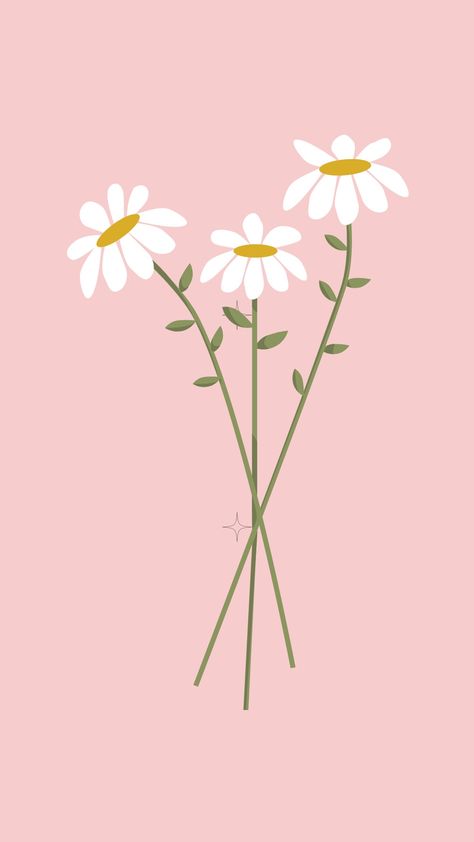 Pink Daisy Wallpaper, Pink Backround, Athletic Wallpaper, Daisy Drawing, Daisy Background, Pink Drawing, Mint Background, Daisy Wallpaper, Daisy Painting