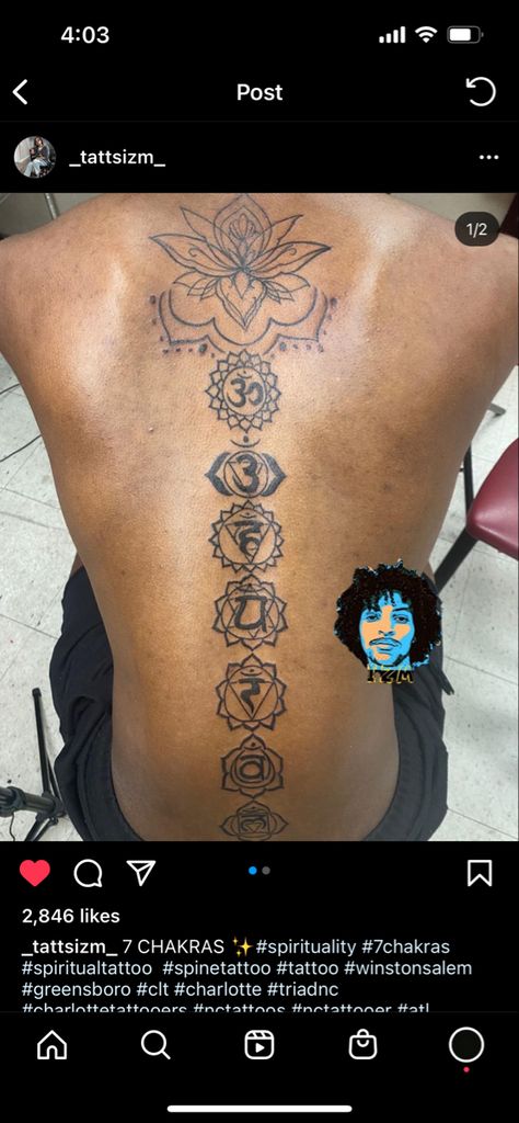 7 Chakras Tattoo, Chakras Tattoo, Simple Lotus Flower Tattoo, Tattoo Spine, Hindu Symbols, Chakra Tattoo, Cute Hand Tattoos, Black Girls With Tattoos, Black Consciousness