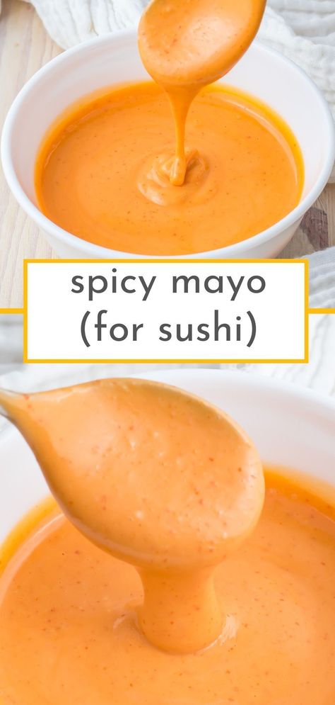 Add a little magic to your meals with this Spicy Mayo, ideal for sushi and much more. It's the perfect balance of creamy and spicy, transforming your sushi rolls, poke bowls, and even your sandwiches into culinary delights. Use it as a dip for a crispy twist or drizzle it over your favorite dishes for an extra kick. This sauce is not just for sushi night; it's a versatile wonder that will become a staple in your kitchen! New York Crunch Roll Sushi Recipe, Sandwich Sushi Rolls, Jalapeno Sushi Roll, Spicy Sauce For Sushi, Sides For Sushi Dinner, Spicy Sushi Mayo, Sushi Rolls Without Seaweed, Sauce For Sushi Rolls, Yummy Lunch Ideas At Home