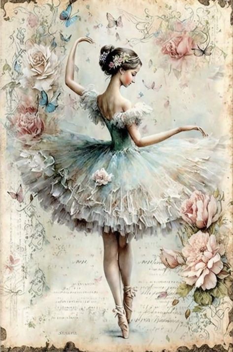 Dancer Poster, Ballet Posters, Decoupage Art, Decoupage Vintage, Images Vintage, Room Box, Vintage Printables, Decoupage Paper, Floral Vintage