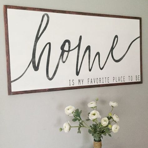 One Word Signs For The Home, Large Farmhouse Signs, Large Mantle, Living Room Signs, Farmhouse Wood Signs, Mantle Ideas, Birthday Souvenir, Home Wooden Signs, Distressed Wood Signs