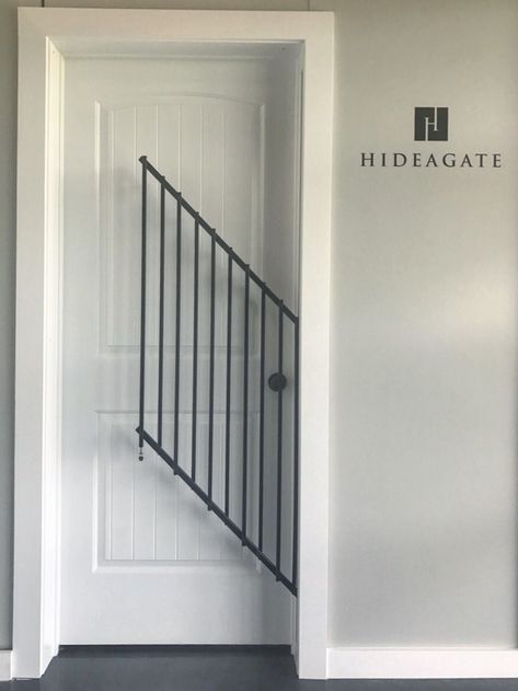 HIDEAGATE's sleek and modern design allows you to  safely contain your pets without cluttering your home! Retractable Dog Gate, Retractable Baby Gate, Baby Gate For Stairs, Diy Baby Gate, Retractable Gate, Dog Gates, Top Of Stairs, Stair Gate, Baby Gate