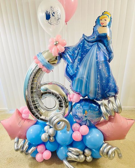 Balloons, Backdrops & More on Instagram: “🦋✨"THE GREATEST risk we will take is to be seen for what we truly are.” -Cinderella #dmvballoons #cinderelladecoration #cinderellatheme…” Birthday Age Balloons, Princess Balloon Bouquet, Cinderella Decorations, Baby Shower Girl Diy, Princess Balloons, Princess Theme Party, Balloon Crafts, Balloon Stands, Balloon Arrangements