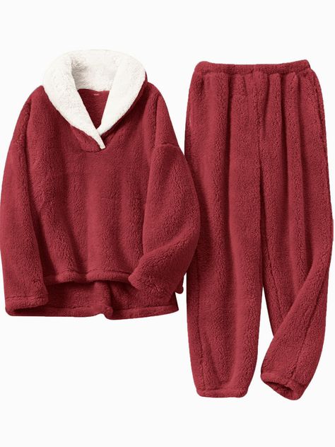 PRICES MAY VARY. 100% Polyester Pull On closure Machine Wash Features: Croal fleece pajama set, Flannel sleepwear set, winter warm loungewear 2 piece pjs set, thick coral velvet women's pajamas. Design: Women's coral fleece two-piece pajamas, using thick double-sided flannel, long fleece inner layer heat conduction, short fleece outer layer heat storage cycle temperature. The package contains: The two-piece fluffy pajama set is a combination of 1 sweater top and 1 pair of plush pants. The fluffy Fluffy Pajama Pants, Fuzzy Loungewear, Fluffy Pajamas, Dark Pajamas, Casual Lounge Wear, Warm Pajamas, Pajamas For Women, Cozy Tops, Pants Loose