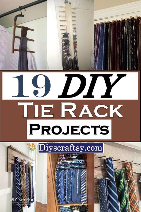 19 DIY Tie Rack Projects Tie Storage, Tie Rack, Diy Tie, Tie Pattern, Wardrobe Rack, Wood Projects, Diy Projects, Wardrobe, Pattern