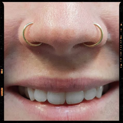 Double Nose Piercing Double Nose Piercing Hoops, Side Nose Piercing Aesthetic, Multiple Nose Piercings Aesthetic, Two Side Nose Piercing, Both Side Nose Piercing, Nose Double Piercing, Double Nose Piercing Aesthetic, Double Nostril Piercing Both Sides, Nose Pierced Both Sides