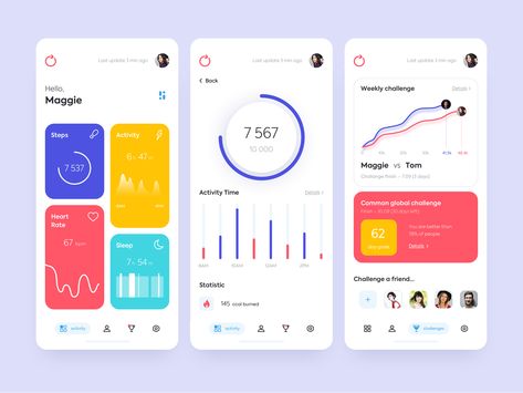 Mobile application - Activity by Outcrowd on Dribbble Google Certification, Steps App, Dashboard Mobile, Ui Design Mobile, App Ideas, Mobile App Design Inspiration, App Interface Design, Dashboard Ui, Mobile Ui Design