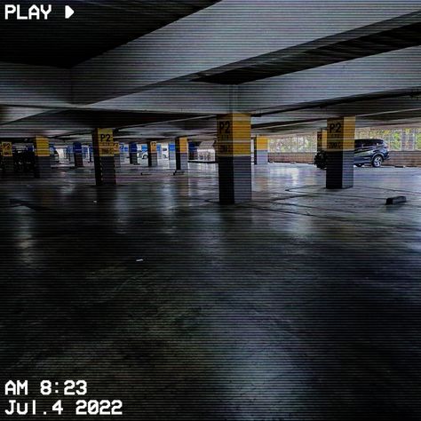 Liminal space, it's a picture of a parking lot that I took while trying to find my friend's car Liminal Space Parking Lot, Liminal Parking Lot, Garage Security, Dancer In The Dark, Space Car, Find My Friends, You Broke My Heart, Lean On Me, Liminal Space