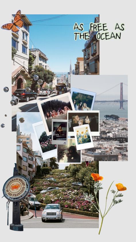 Polaroid Collage Aesthetic, Sanfrancisco Aesthetic, Polaroid Collage, Screensaver Iphone, Film Polaroid, Roller Banner, Dorm Inspo, Collage Vintage, City Vibe