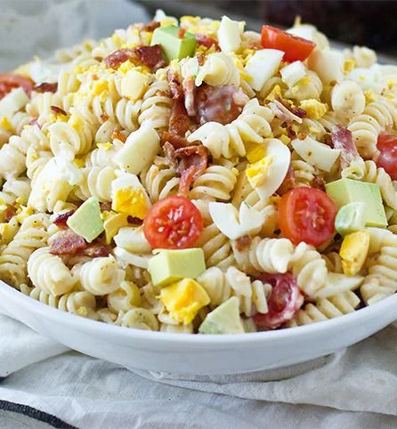 Creamy Cobb Pasta Salad Recipe - Kroger Cobb Pasta Salad, Kroger Recipes, Classic Cobb Salad, Food Recipes For Dinner, Dinner Desserts, Fresh Salad Recipes, Salad Dishes, For Keeps, Pasta Salad Recipe