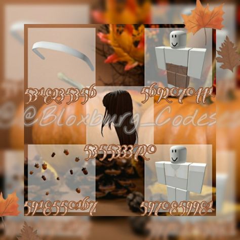 Here is another outfit idea pls let me know if u want more thanksgiving outfits!(pls don't steal/made myself!) Bloxburg Thanksgiving Outfit Codes, Bloxburg Autumn Outfit Codes, Bloxburg Fall Outfits, Roblox Fall Outfit Codes, Fall Roblox Outfits, Bloxburg Fall Outfit Codes, Roblox Halloween Outfits, Bloxburg Autumn, Bloxburg Clothes