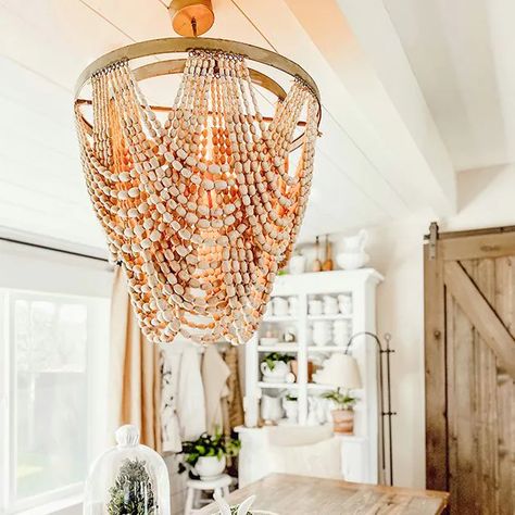 https://www.antiquefarmhouse.com/media/mf_webp/jpg/media/catalog/product/cache/87f7a85cd0f3ed2c3dff34ce326cd3a5/3/-/3-light-metal-and-white-wood-bead-chandelier_3_littlehouseonchestnut.webp Foyer Lights, Coastal Style Kitchen, Dinning Room Lighting, Metal Sphere, Bead Chandelier, Sphere Chandelier, Chandelier Antique, Wood Bead Chandelier, Farmhouse Chandeliers