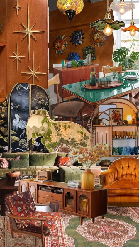 Art Nouveau Maximalist Interior, Home Office, Mid Century, Architecture