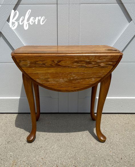 Vintage End Table Makeover, Refinished End Tables, Vintage Drop Leaf Table, Drop Leaf Side Table, Upcycle Crafts, End Table Makeover, Best Of 2022, Side Table Makeover, Oak End Tables