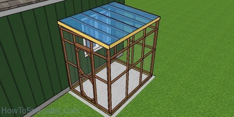 Catio - Free DIY Plans | HowToSpecialist - How to Build, Step by Step DIY Plans Deer Blind Plans, Catio Plans, Diy Cat Tower, Large Dog House, Dog House Plans, Cat Patio, Outdoor Cat Enclosure, Dog Ramp, Roofing Diy