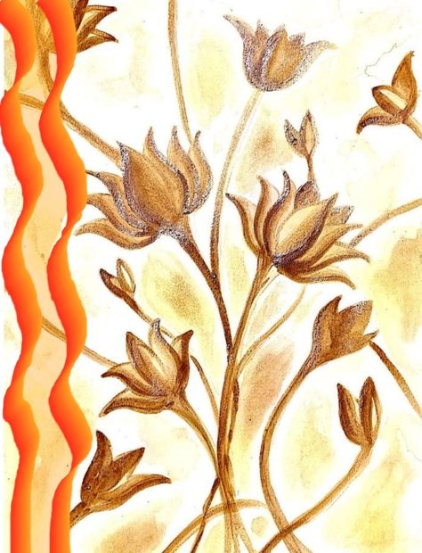 Coffee Paintings On Canvas, Coffe Paint Art Easy, Coffee Painting Ideas Easy Nature, Flower Coffee Painting, Coffee Painting Nature, Coffee Art Painting Artworks Easy, Painting Flower Ideas, Coffee Art Painting Ideas, Coffee Painting Ideas Easy