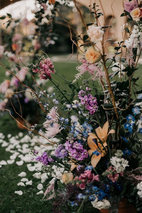 Whimsical Romantic Wedding, Ceremony Flowers Aisle, Whimsical Woodland Wedding, Ceremony Arches, California Ranch Wedding, Whimsical Romantic, Wildflower Photo, Ceremony Aisle, Whimsical Flowers