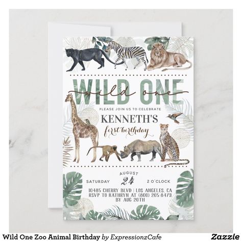 Animal Birthday Invitation, Baby Birthday Invitations, Zoo Party, 85th Birthday, Two Wild, Third Birthday Party, 2nd Birthday Invitations, Zoo Animal, Safari Birthday