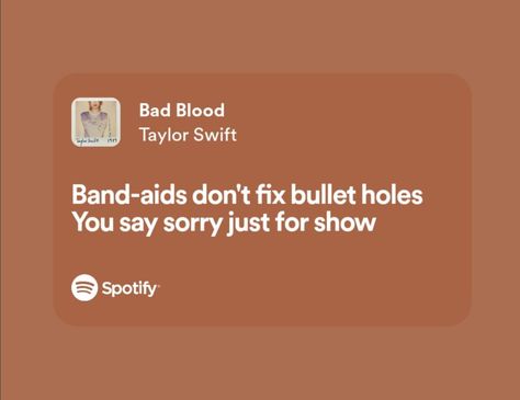 Revenge Song Lyrics, Angry Taylor Swift, Subtitles Aesthetic, Song Spotify, Taylor Swift Bad Blood, Spotify Lyrics, Saying Sorry, Bad Blood, Taylor Swift Lyrics