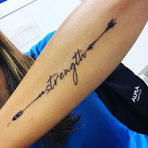 Tattoo Ideas For Women Strength Arrow Tattoo, Forearm Tattoo Women Meaningful, Strength Tattoos For Women Forearm, Side Arm Tattoos For Women Quotes, Tattoo Ideas Female Meaningful Unique Arm, Arrow Forearm Tattoo, Small Inspirational Tattoos, Jewelry Tattoo Designs, First Tattoo Ideas