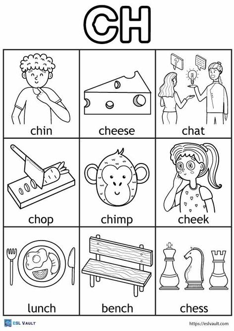 digraph coloring pages Ch Words Activities, Words With Ch Sound, Wh Digraph Activities, Synonym Activities, Ch Sound, Ch Words, Digraphs Worksheets, Digraphs Activities, Word Activities