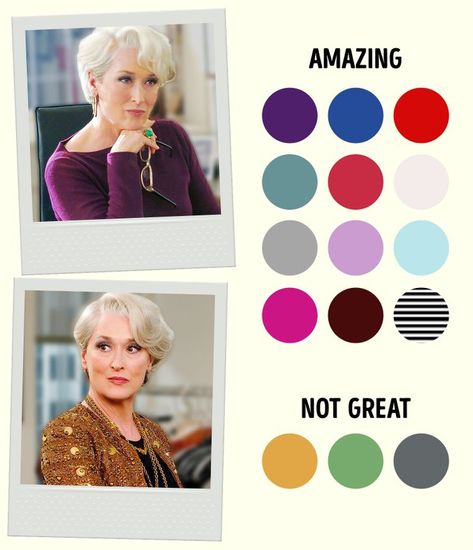 How to Match Your Clothes Like a Pro According to Your Hair Color Hair Color Bright, Colours That Go With Grey, Grey Hair And Makeup, White Hair Color, Salt And Pepper Hair, Grey Hair Inspiration, Glass Shoes, Winter Typ, Bright Hair Colors