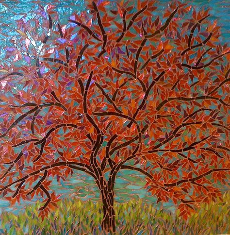 Tree Mosaic, Art Pierre, Mosaic Art Projects, Mosaic Stained, Mosaic Tile Art, Mosaic Madness, Mosaic Murals, Stained Glass Birds, Glass Mosaic Art