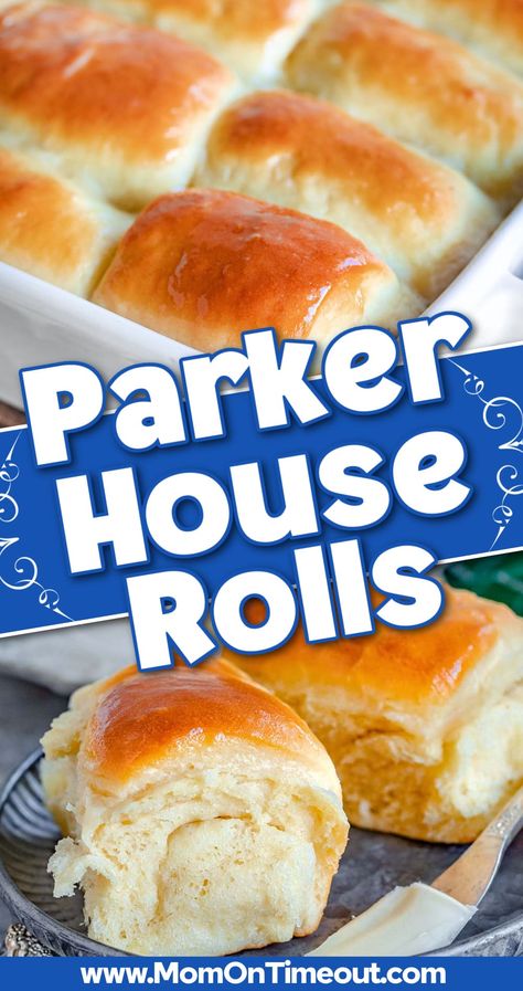 Parker House Rolls are soft, fluffy, buttery and incredibly delicious! They’re the perfect roll to complement any dinner or holiday gathering. Plus, they make great options for sandwiches after cooking up those Thanksgiving turkeys or Christmas hams! Light and fluffy, these rolls are sure to be the best thing on your plate. // Mom On Timeout Best Yeast Rolls, Dinner Rolls Recipe Homemade, Parker House Rolls Recipe, Parker House Rolls, Thanksgiving Turkeys, Mom On Timeout, Homemade Rolls, Biscuit Bread, Homemade Dinner Rolls