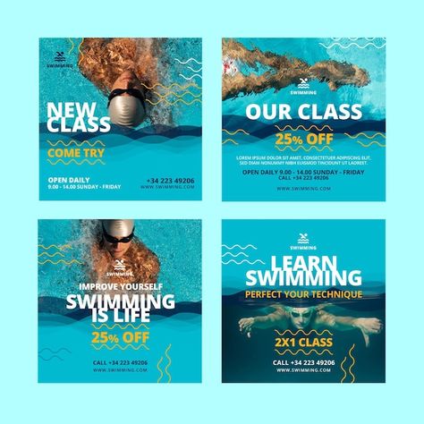 Zestaw Ikon, Swimming Classes, W Hotel, Instagram Post Template, You Are Perfect, Post Templates, Travel Agency, Social Media Design, Social Media Post