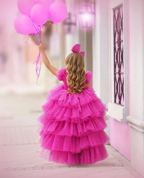 Barbie Party Decorations, Baby Birthday Photoshoot, Mini Gown, Pink Flower Girl, Mermaid Birthday Cakes, Pink Flower Girl Dresses, Barbie Birthday Party, Girls Tutu Dresses, Glam Photoshoot