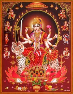 Hindu Cosmos : Photo Hindi Gods, Durga Maa Pictures, Navratri Puja, Lord Durga, Maa Durga Photo, Durga Ji, Durga Picture, Vaishno Devi, Aadi Shakti