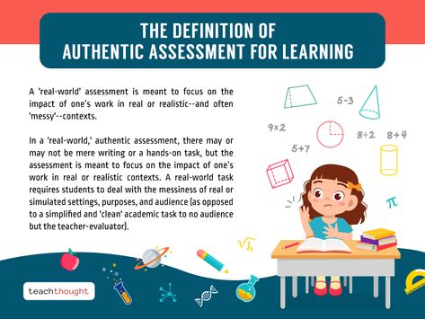 The Definition Of Authentic Assessment For Learning Authentic Assessment, Assessment For Learning, School Testing, Academic Achievement, Educational Leadership, Standardized Testing, Create Words, Self Assessment, Math Teacher