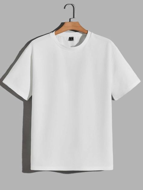 Mens Casual Short Sleeve Shirts, White Round Neck T Shirt Men, Plain White Tee Outfit Men, T Shirt Simple Design, Plain T-shirts, Plain T Shirt Outfit Men, Plain Tshirt Outfit Men, White Tshirt Outfit For Men, White T Shirt Png